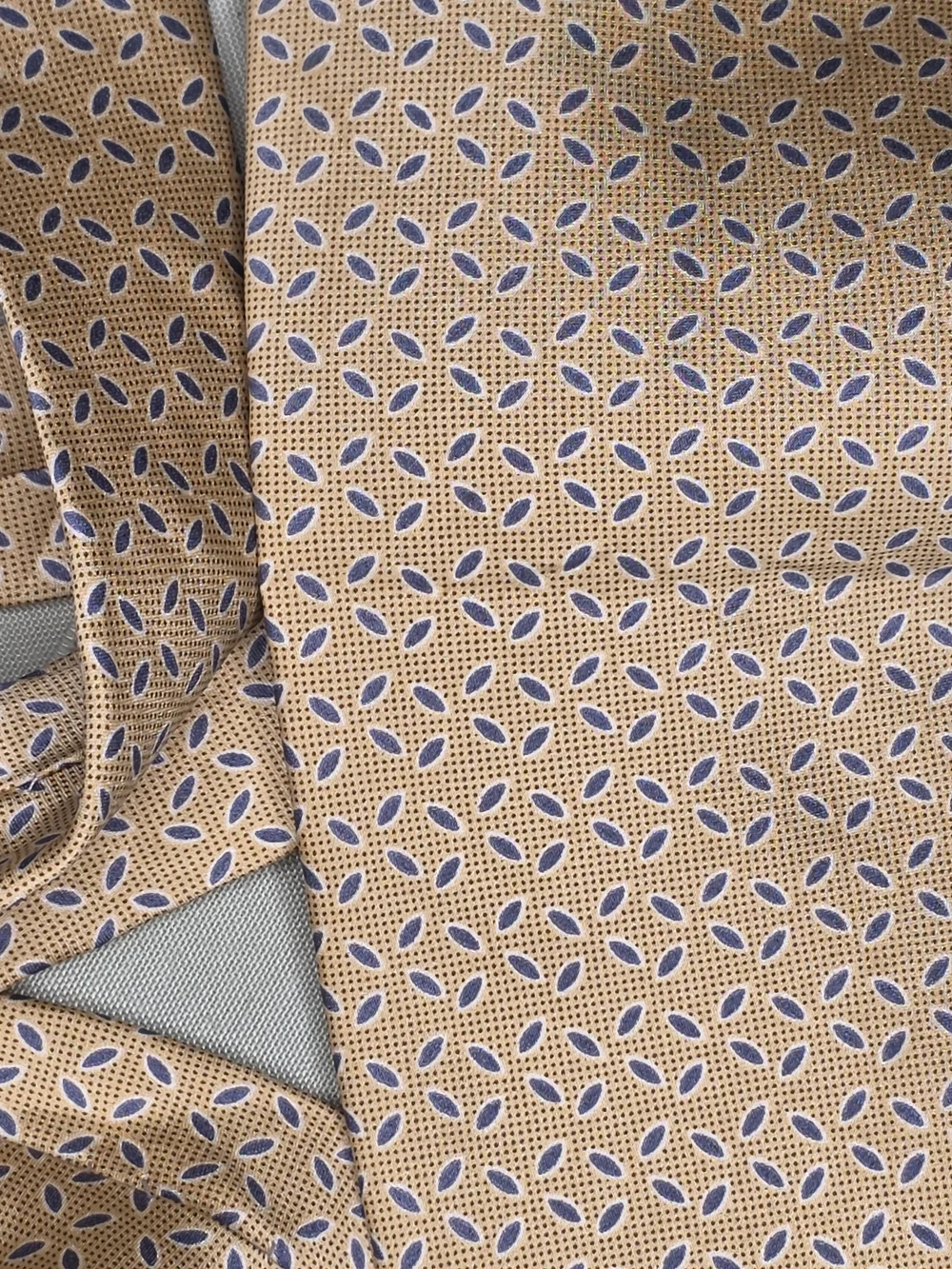 Perry Ellis Portfolio 100% Silk Tie - Gold & Navy Geometric Foulard - Made in US